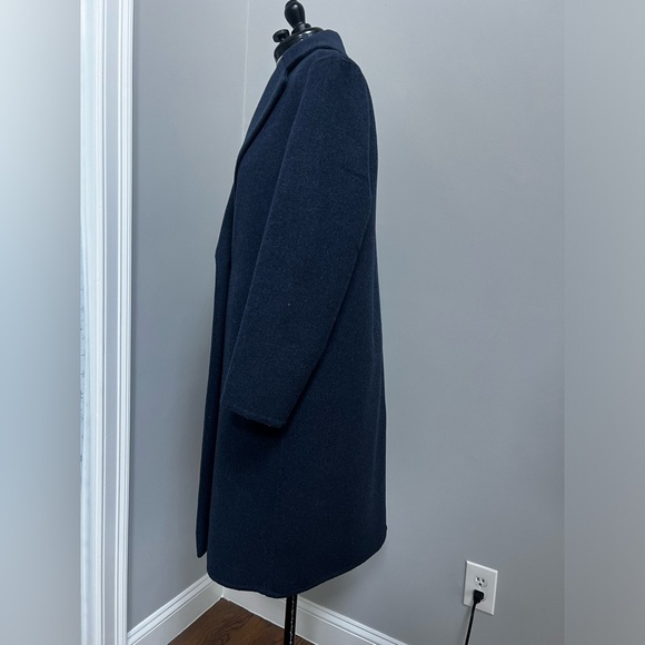 New Vince Wool Navy Coat with one single concealed button elegant L - Picture 4 of 9